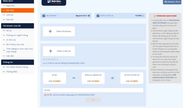 Khám Phá Cách Rút Tiền Nova88 Nhanh Nhất Trong 5 Phút 2 Giao diện rút tiền Nova88